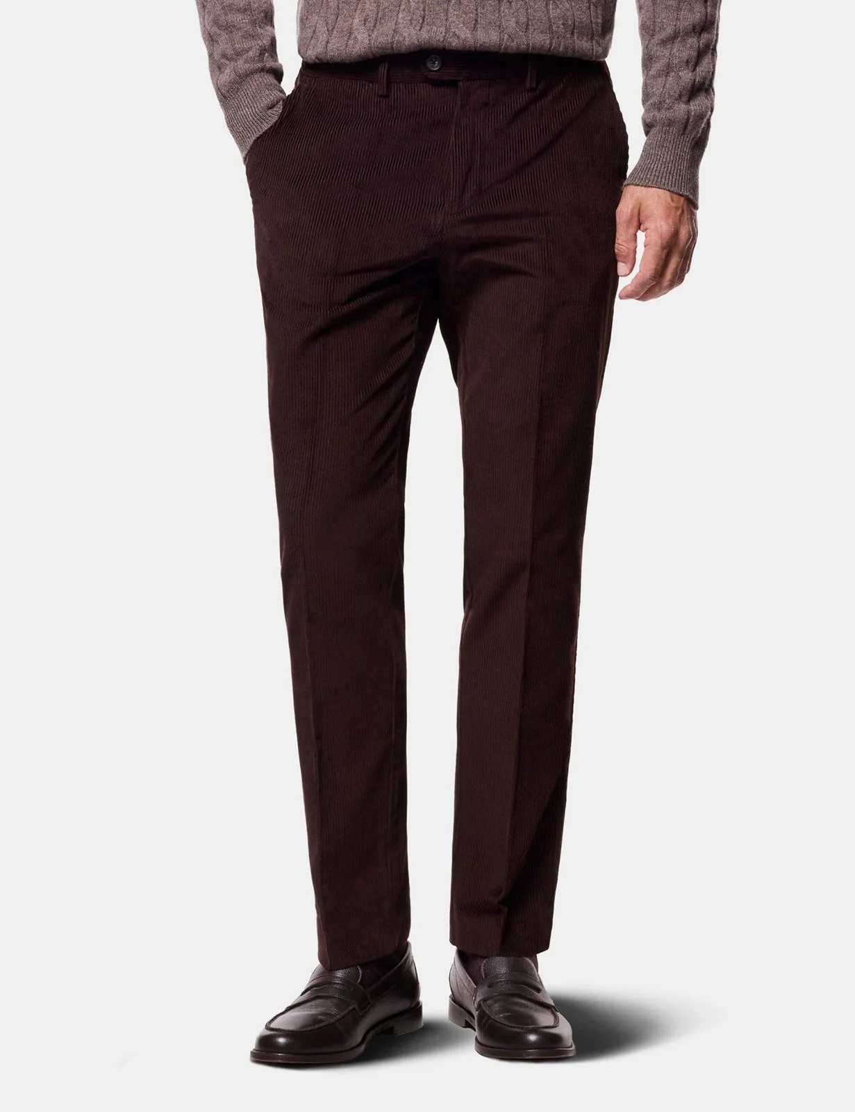 Regular Fit Dark Chocolate Corduroy Trousers