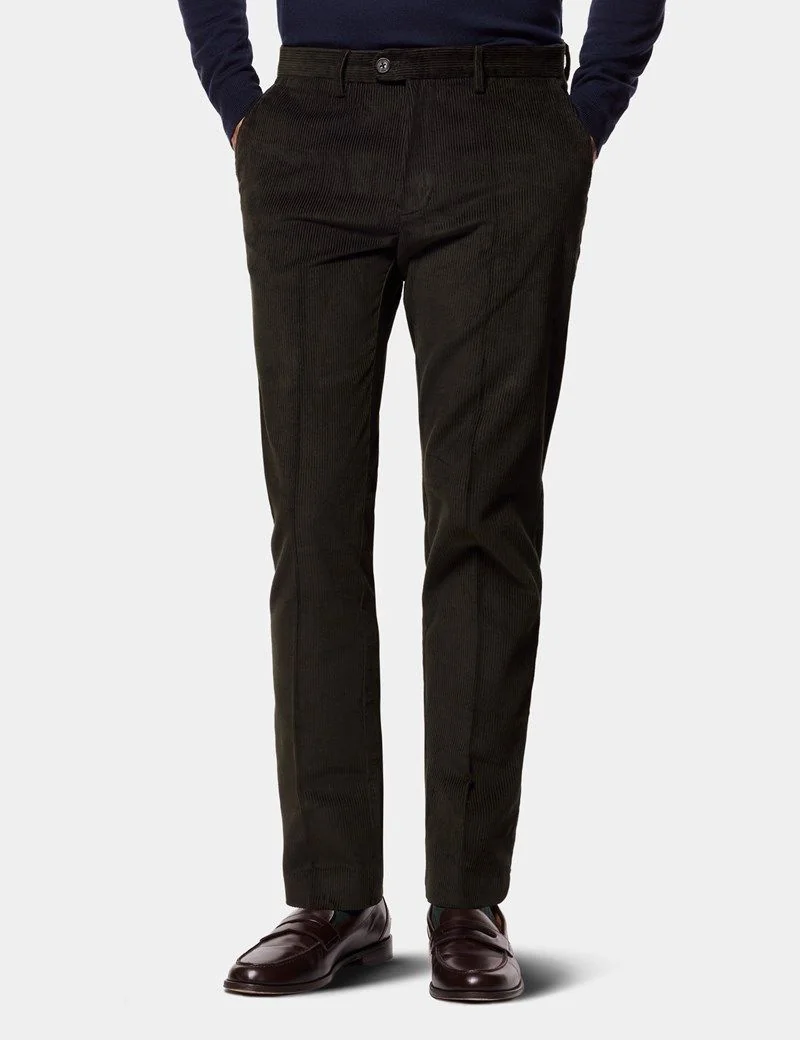 Regular Fit Dark Green Corduroy Trousers thumbnail 2