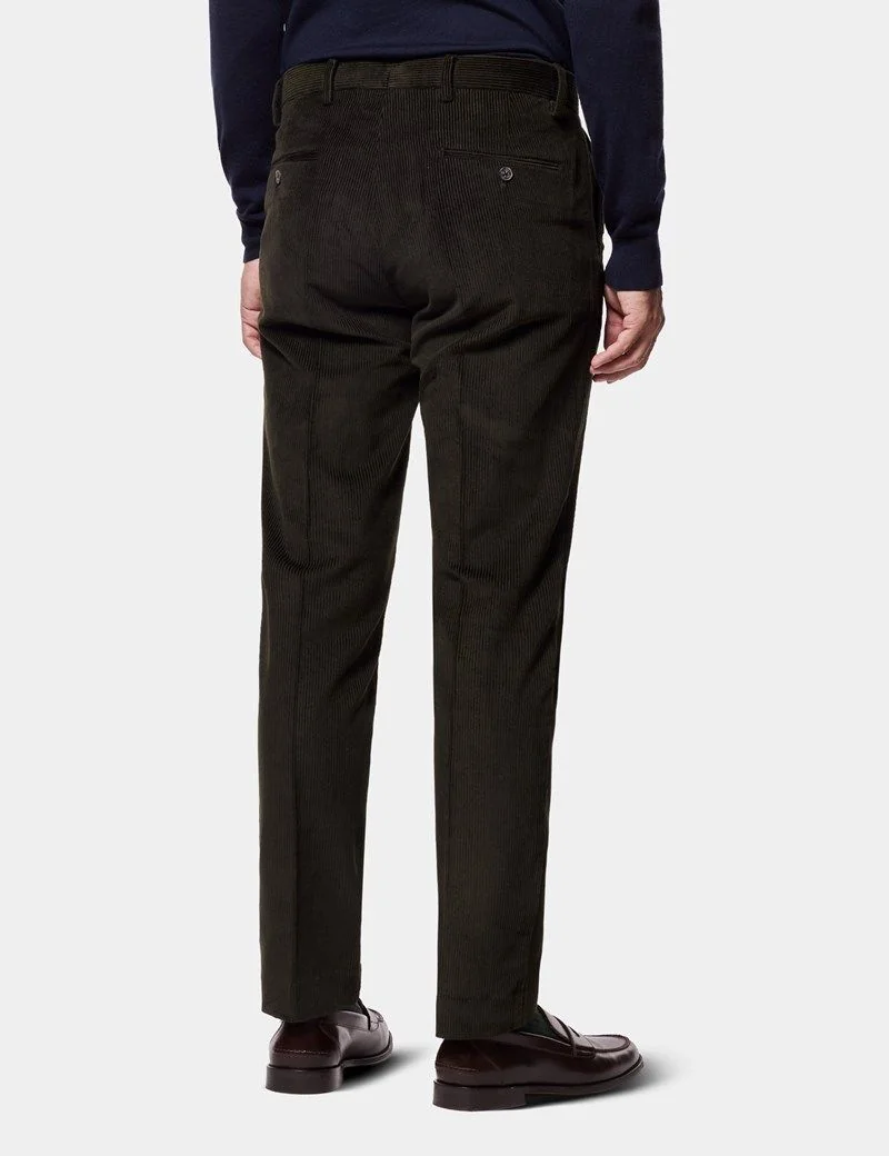 Regular Fit Dark Green Corduroy Trousers thumbnail 4