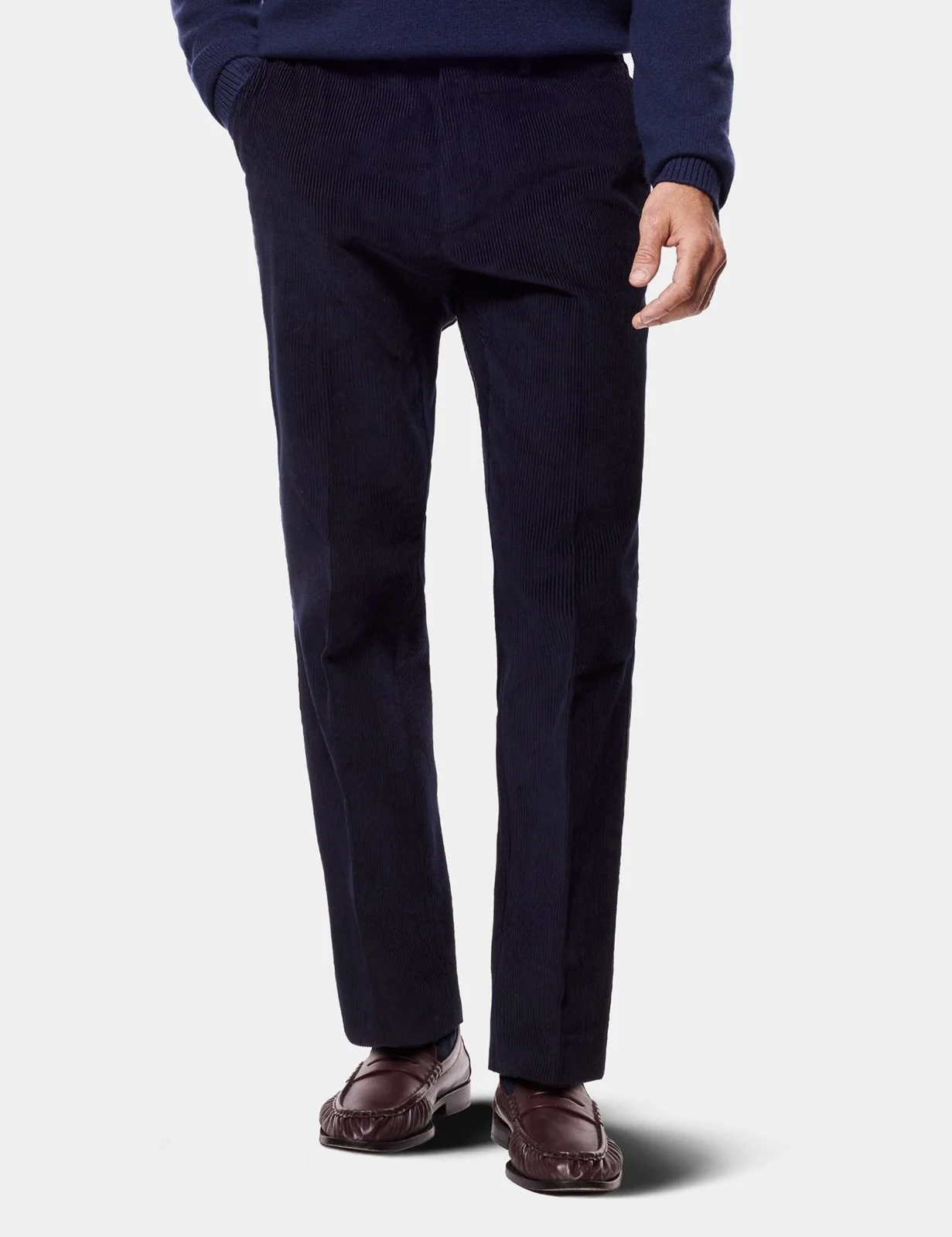 Regular Fit Navy Corduroy Trousers primary image