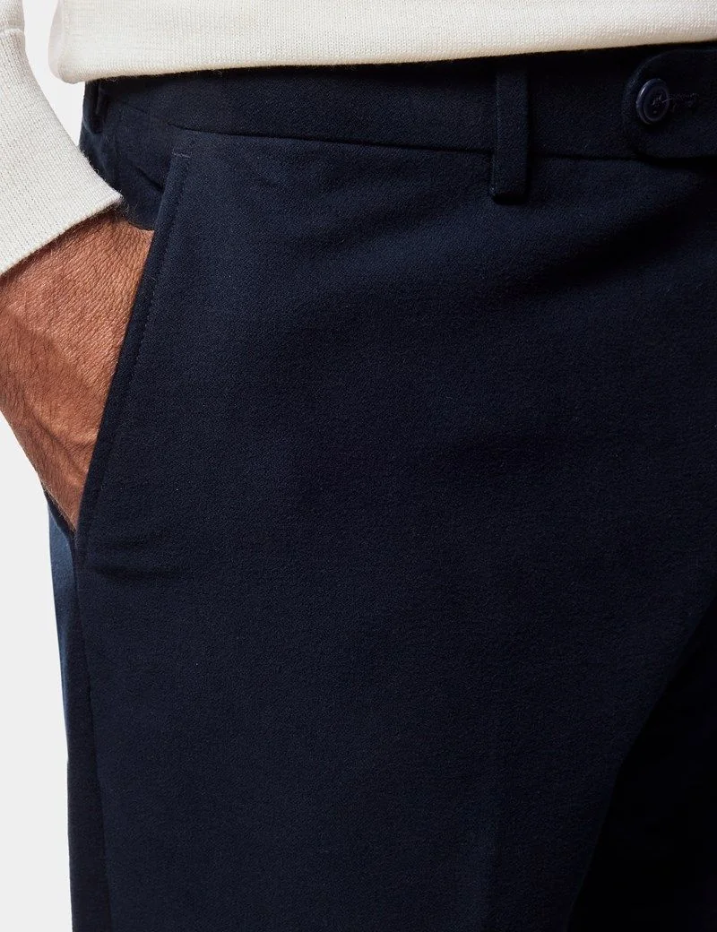 Regular Fit Navy Moleskin Trousers thumbnail 4