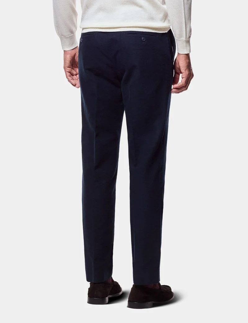 Regular Fit Navy Moleskin Trousers thumbnail 5
