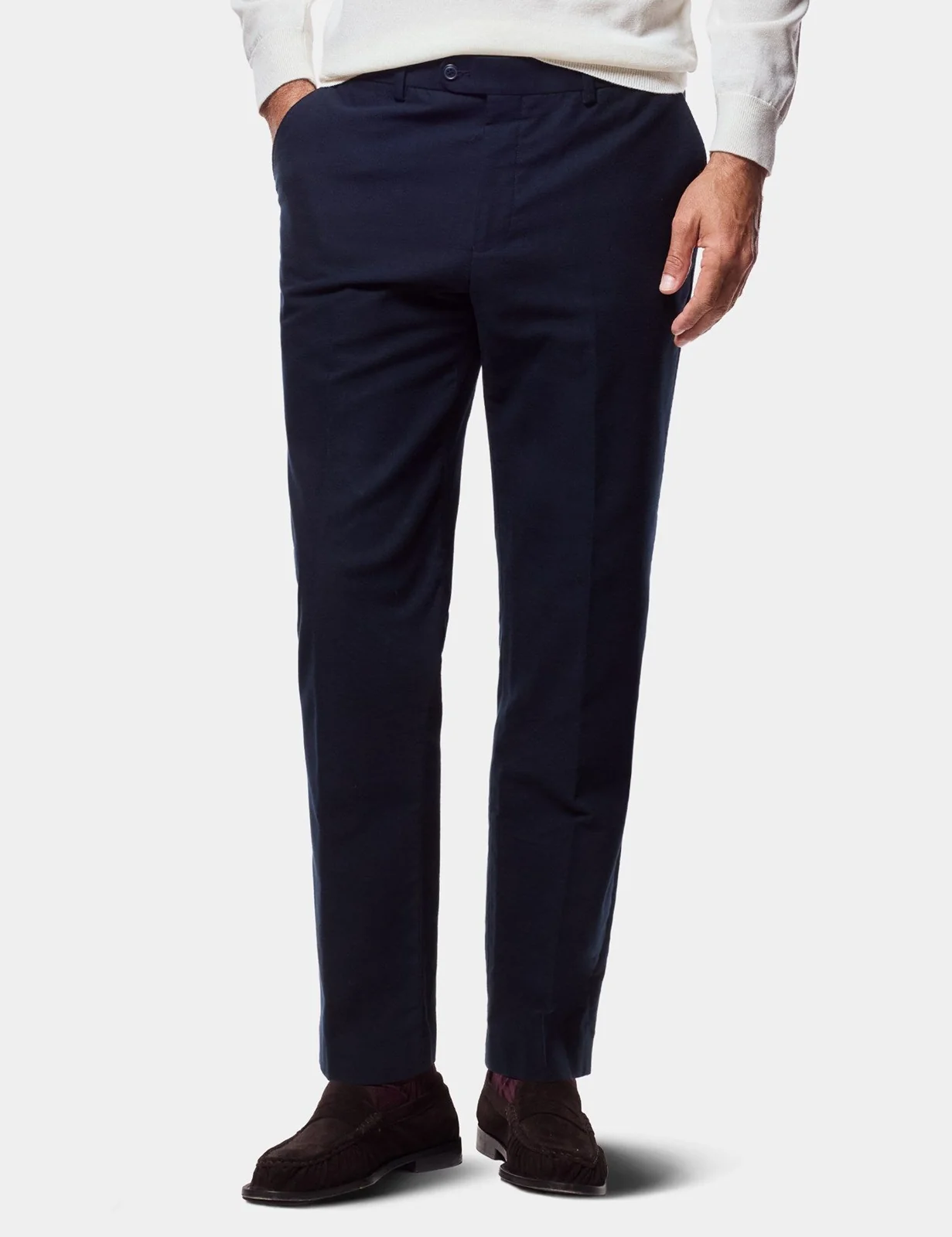 Regular Fit Navy Moleskin Trousers primary image