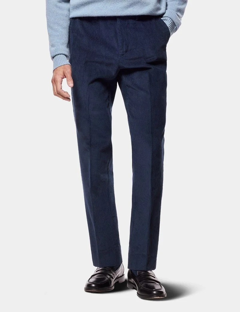 Regular Fit Petrol Blue Corduroy Trousers thumbnail 2