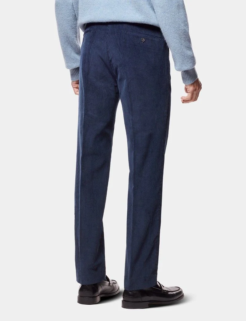 Regular Fit Petrol Blue Corduroy Trousers thumbnail 4
