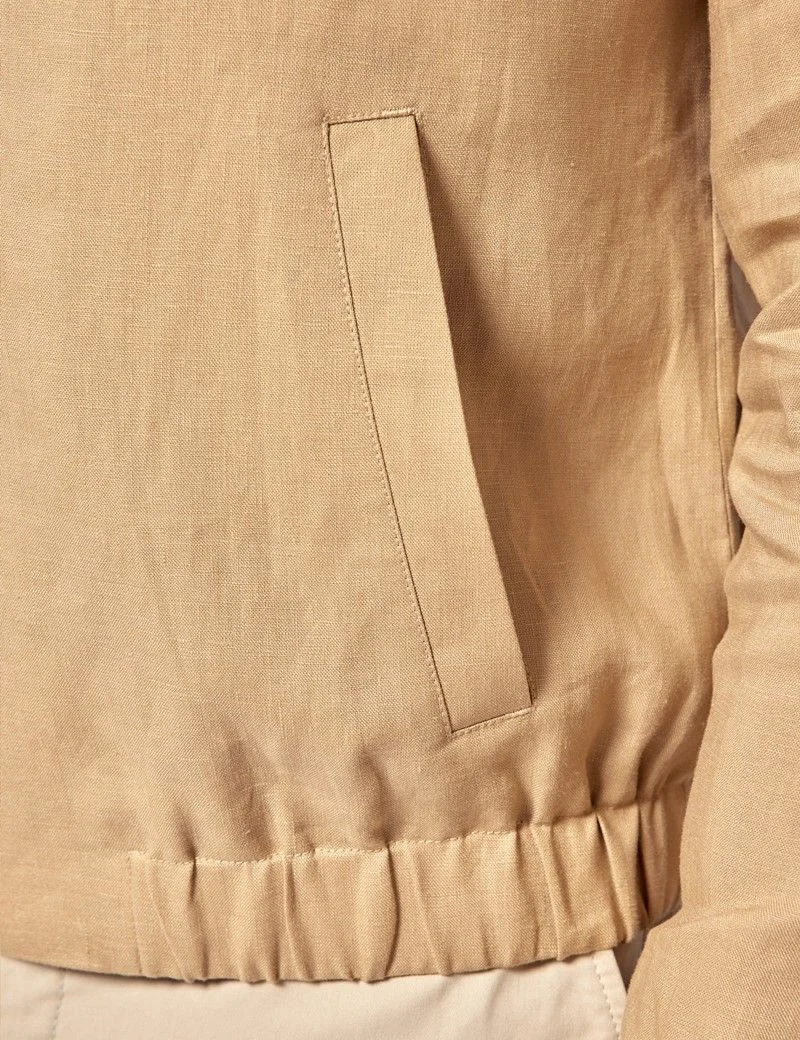 Sand Linen Bomber Jacket thumbnail 5