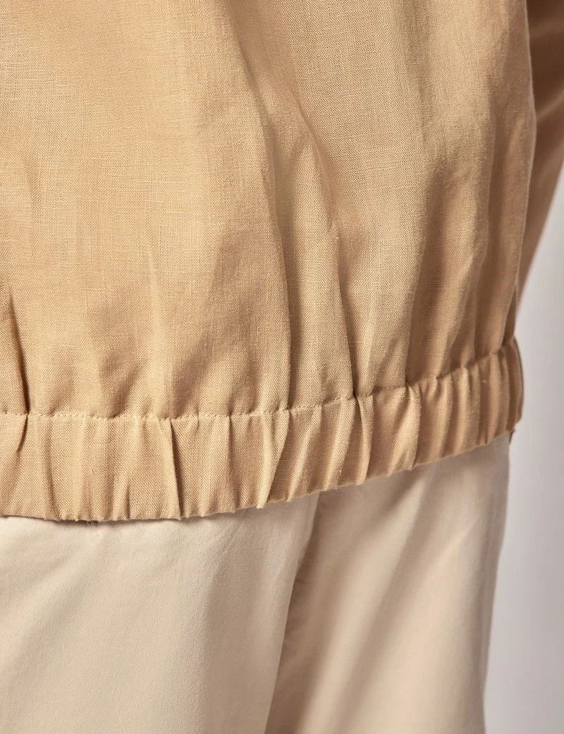 Sand Linen Bomber Jacket thumbnail 8