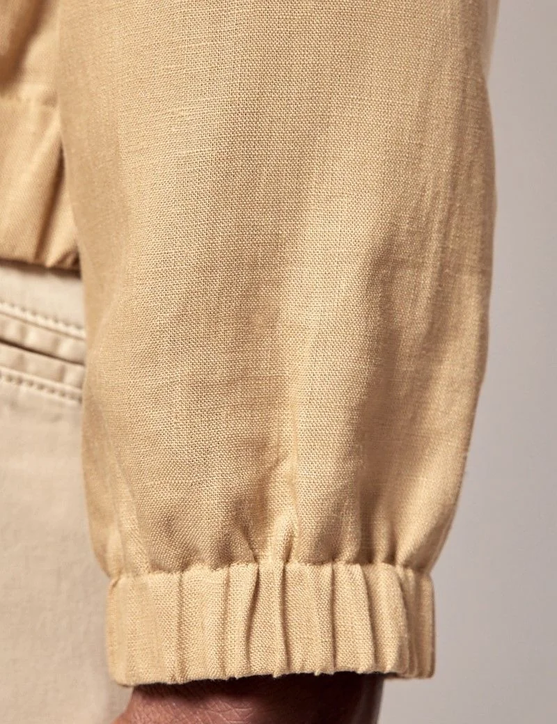 Sand Linen Bomber Jacket thumbnail 9