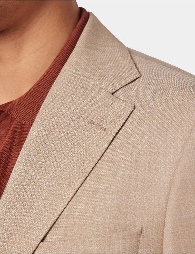 Sand Semi Plain Cotton-Wool Blazer - 1913 Collection thumbnail 3