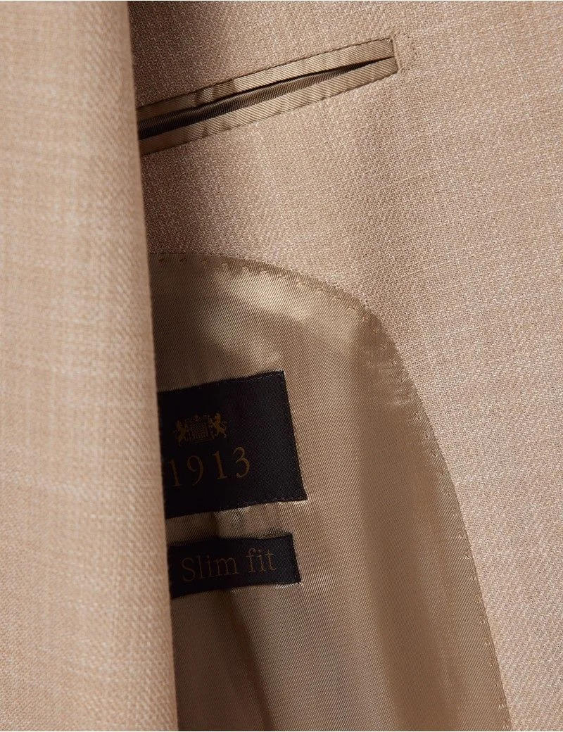 Sand Semi Plain Cotton-Wool Blazer - 1913 Collection thumbnail 5