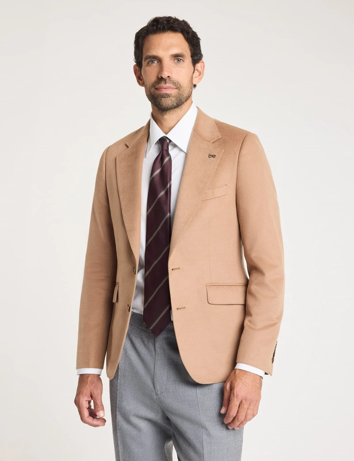 Slim Camel Wool-Cashmere Blazer primary image