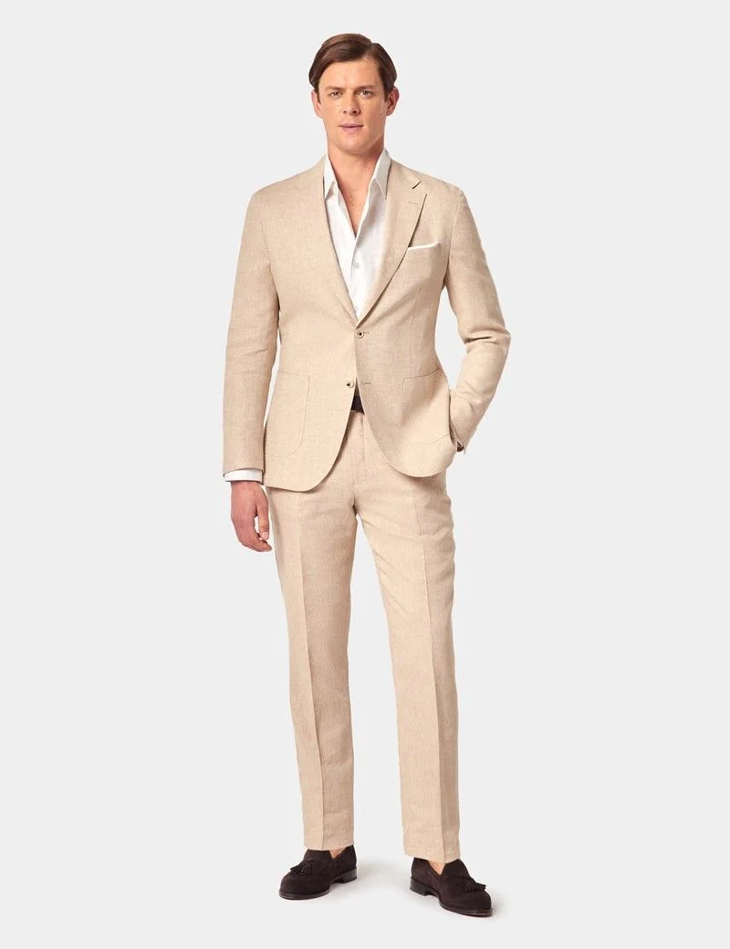 Slim Fit Beige Suit Trousers thumbnail 6