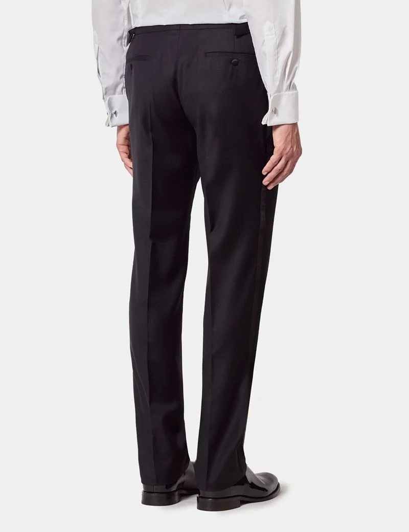 Slim Fit Black Dinner Suit Trousers with Side Adjusters thumbnail 4