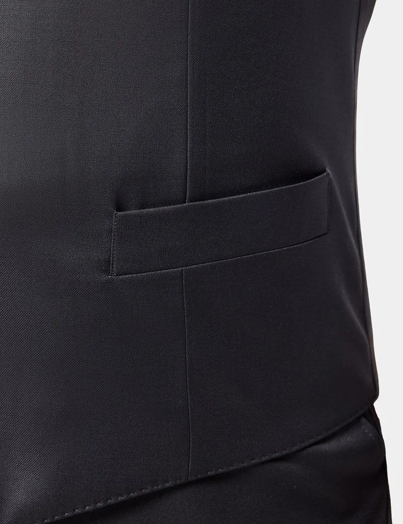Slim Fit Black Dinner Waistcoat thumbnail 4