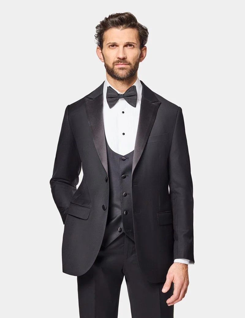 Slim Fit Black Dinner Waistcoat thumbnail 6