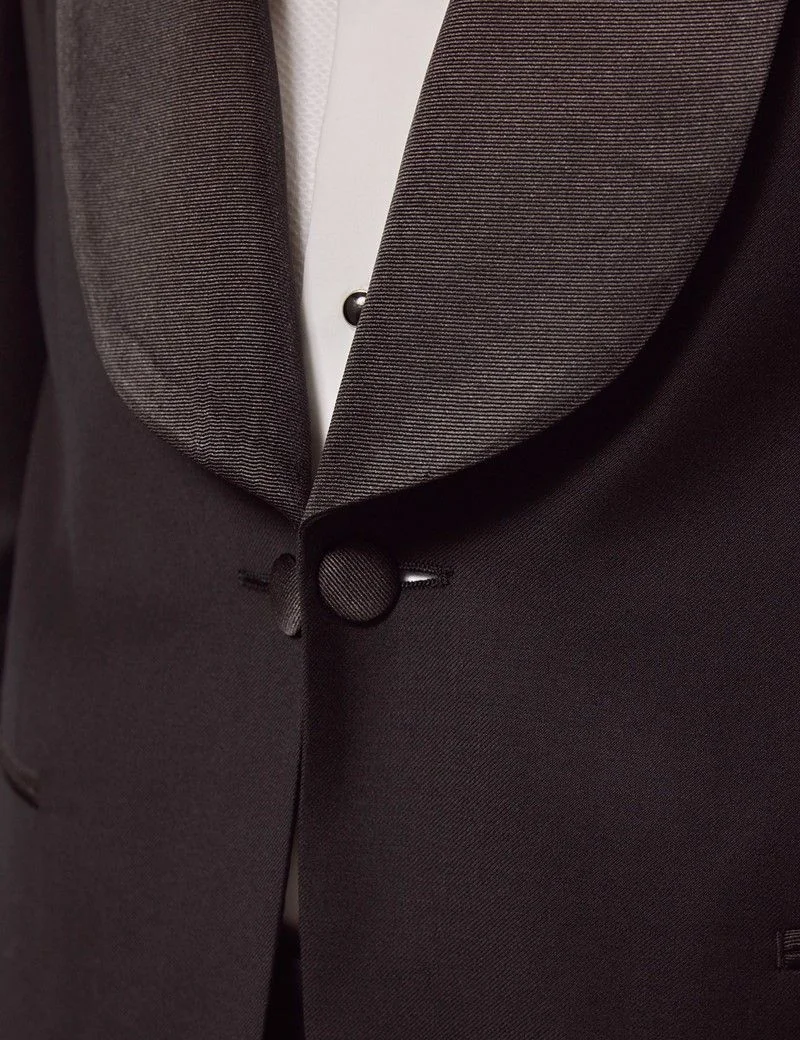 Slim Fit Black Shawl Dinner Jacket thumbnail 2