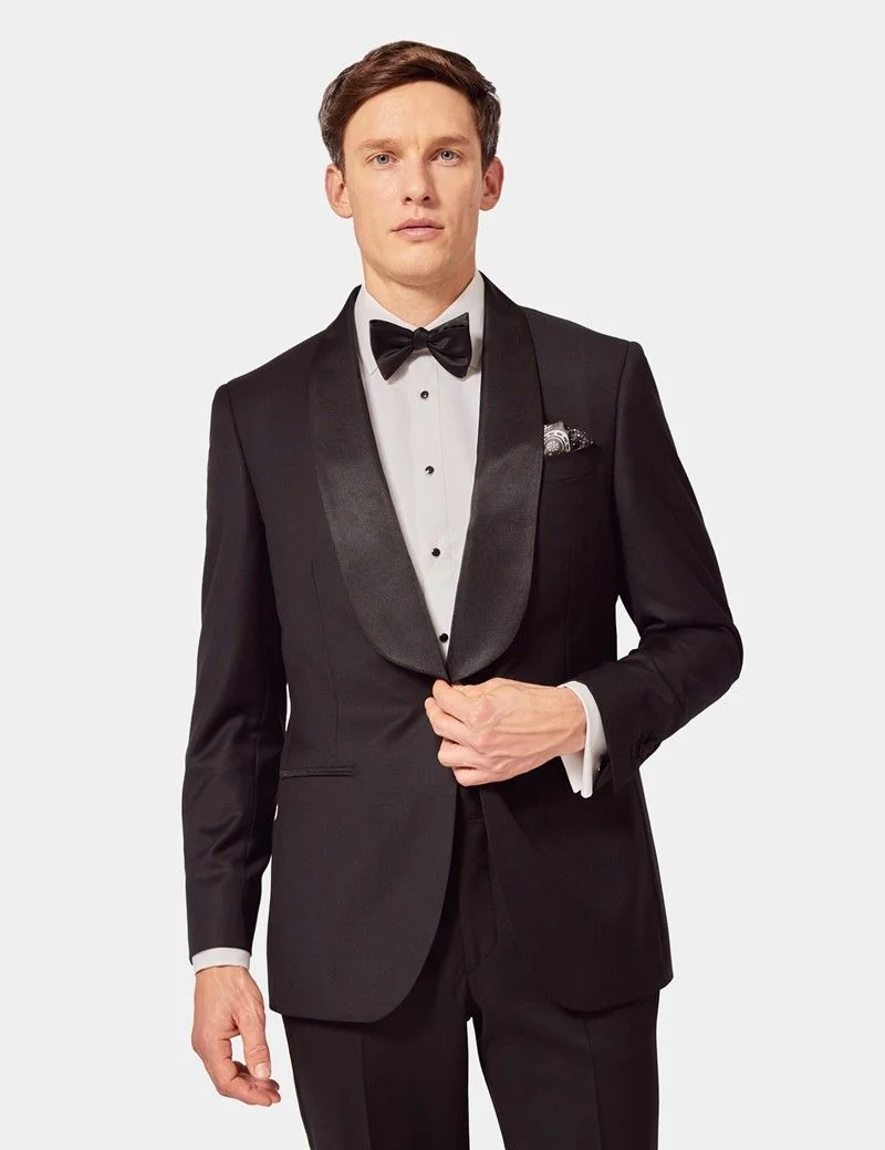 Slim Fit Black Shawl Dinner Jacket thumbnail 7