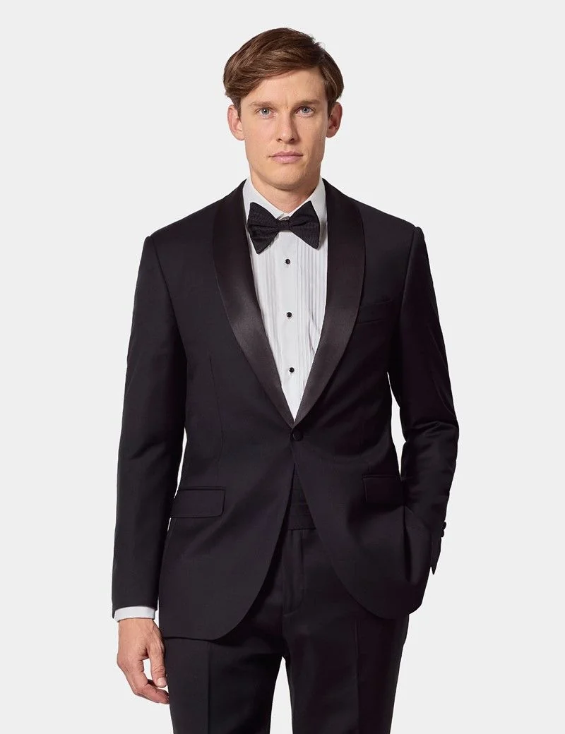 Slim Fit Black Shawl Dinner Suit Jacket thumbnail 9