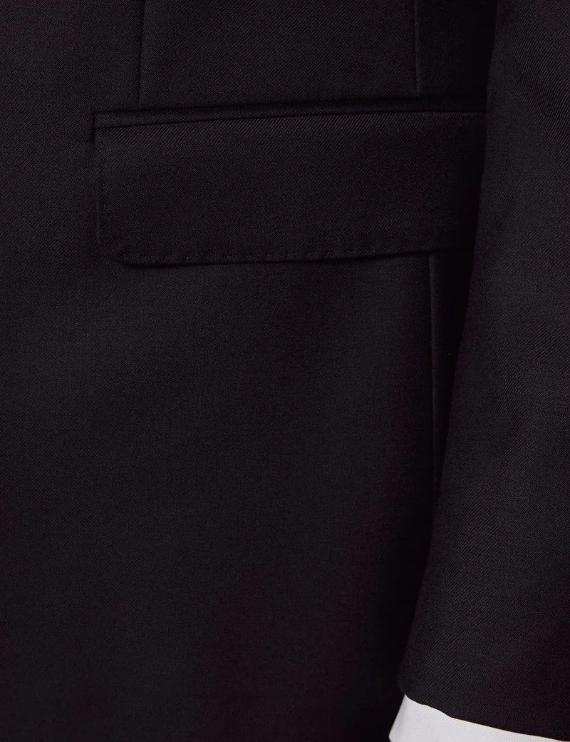Slim Fit Black Twill Suit Jacket thumbnail 4