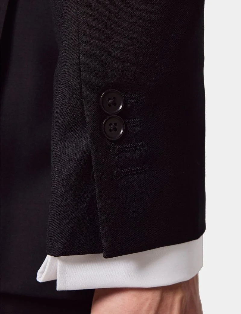 Slim Fit Black Twill Suit Jacket thumbnail 7