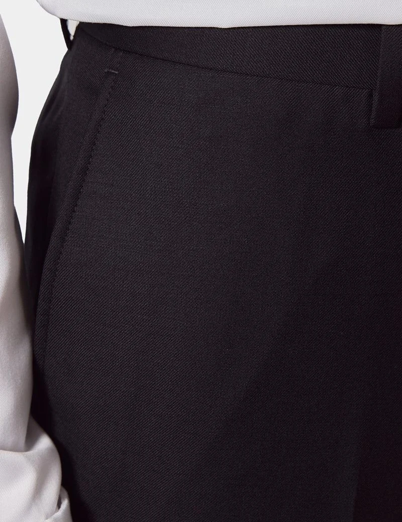 Slim Fit Black Twill Suit Trousers thumbnail 3
