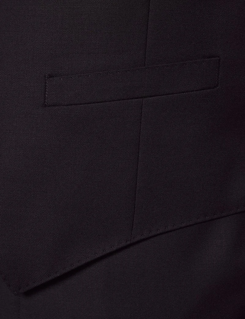Slim Fit Black Twill Waistcoat thumbnail 4