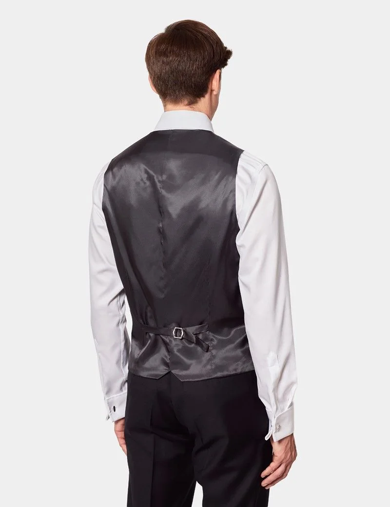 Slim Fit Black Twill Waistcoat thumbnail 5