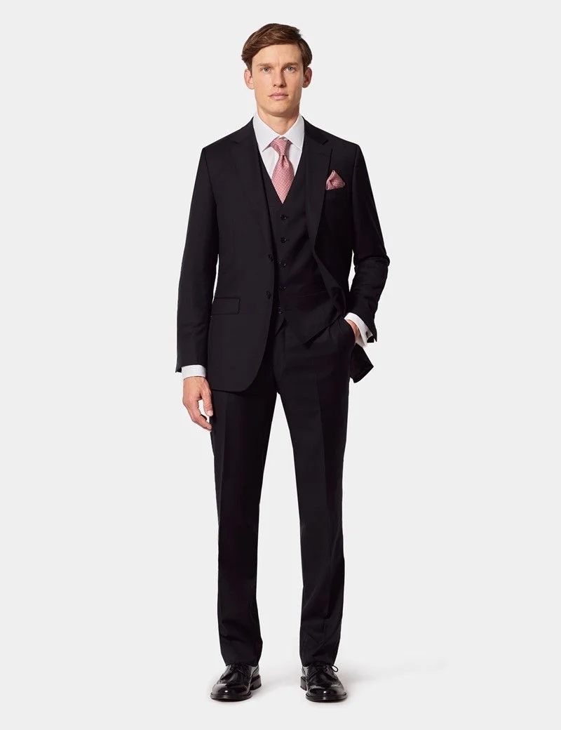Slim Fit Black Twill Waistcoat thumbnail 6