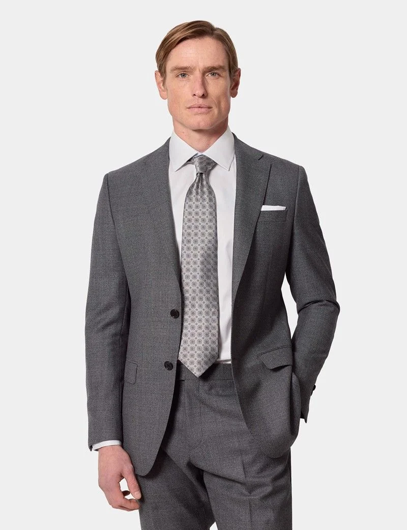 Slim Fit Black & White Semi Plain 1913 Suit Jacket thumbnail 2