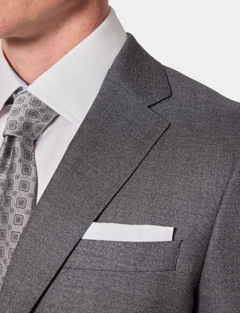 Slim Fit Black & White Semi Plain 1913 Suit Jacket thumbnail 3