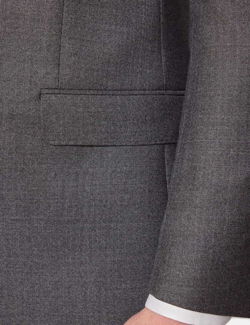 Slim Fit Black & White Semi Plain 1913 Suit Jacket thumbnail 4