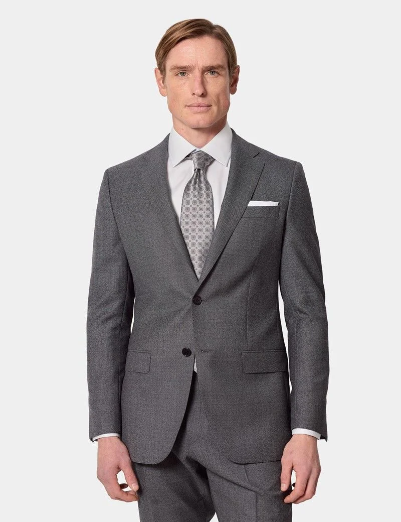 Slim Fit Black & White Semi Plain 1913 Suit Jacket thumbnail 8