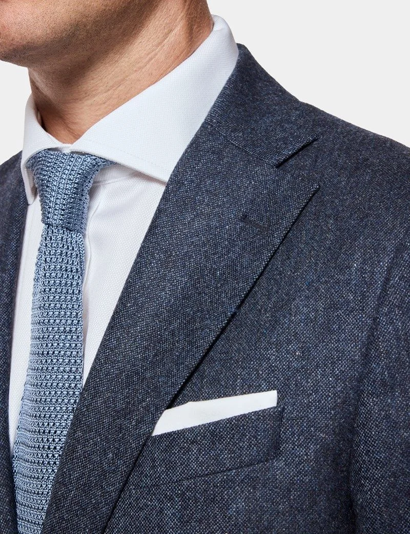 Slim Fit Blue Hopsack 1913 Suit Jacket thumbnail 8