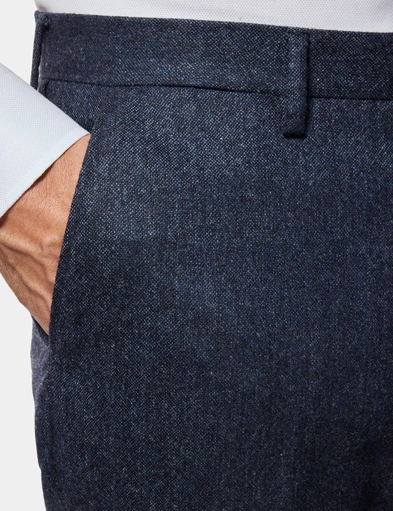 Slim Fit Blue Hopsack 1913 Suit Trousers thumbnail 3