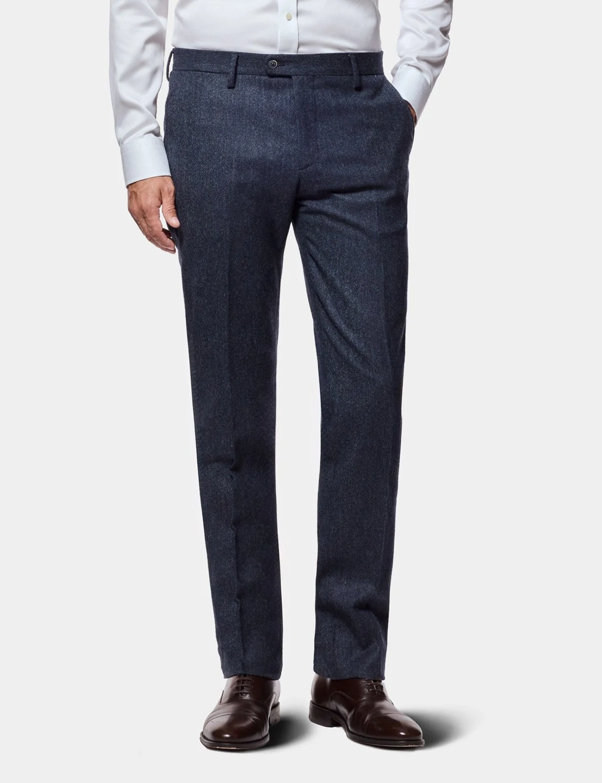Slim Fit Blue Hopsack 1913 Suit Trousers primary image
