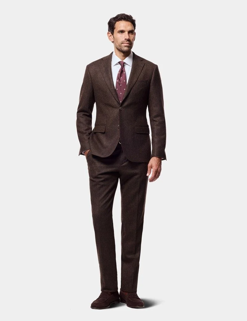 Slim Fit Brown Herringbone 1913 Suit thumbnail 4