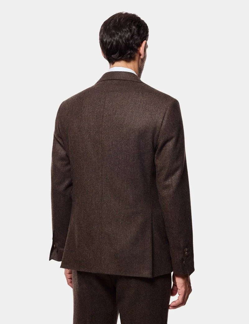 Slim Fit Brown Herringbone 1913 Suit thumbnail 5