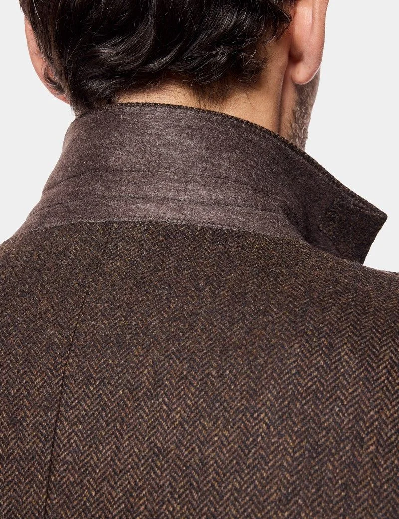 Slim Fit Brown Herringbone 1913 Suit thumbnail 6