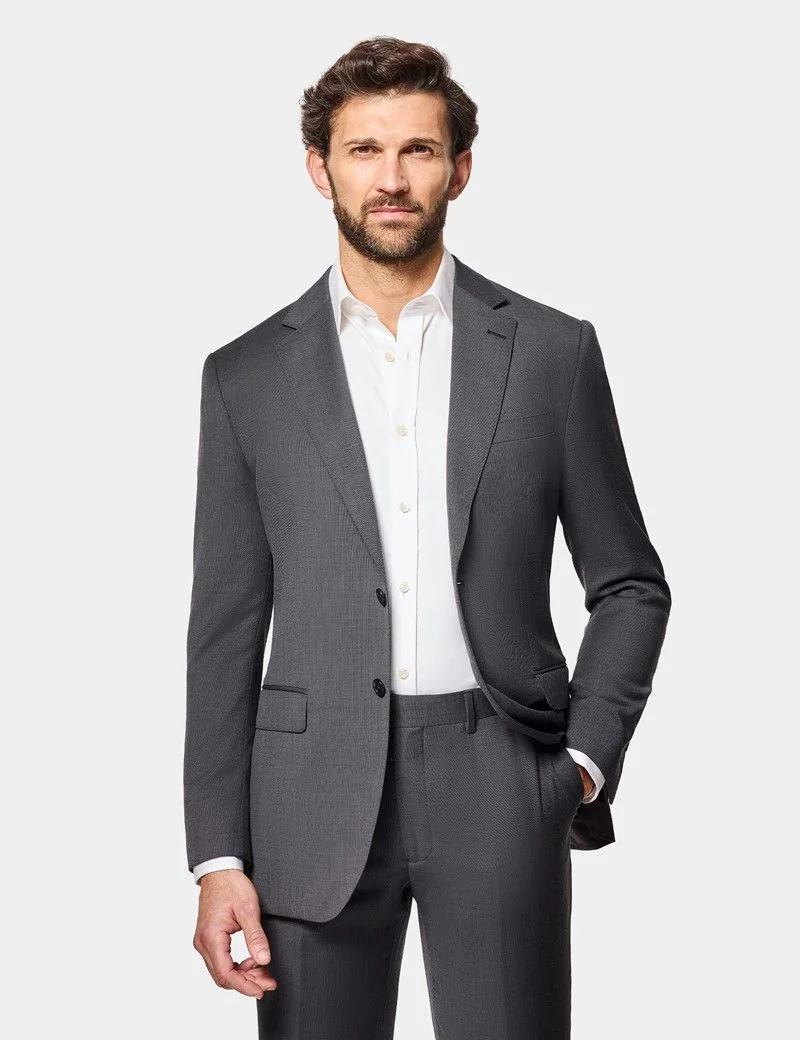 Slim Fit Charcoal Birdseye Suit Jacket thumbnail 2
