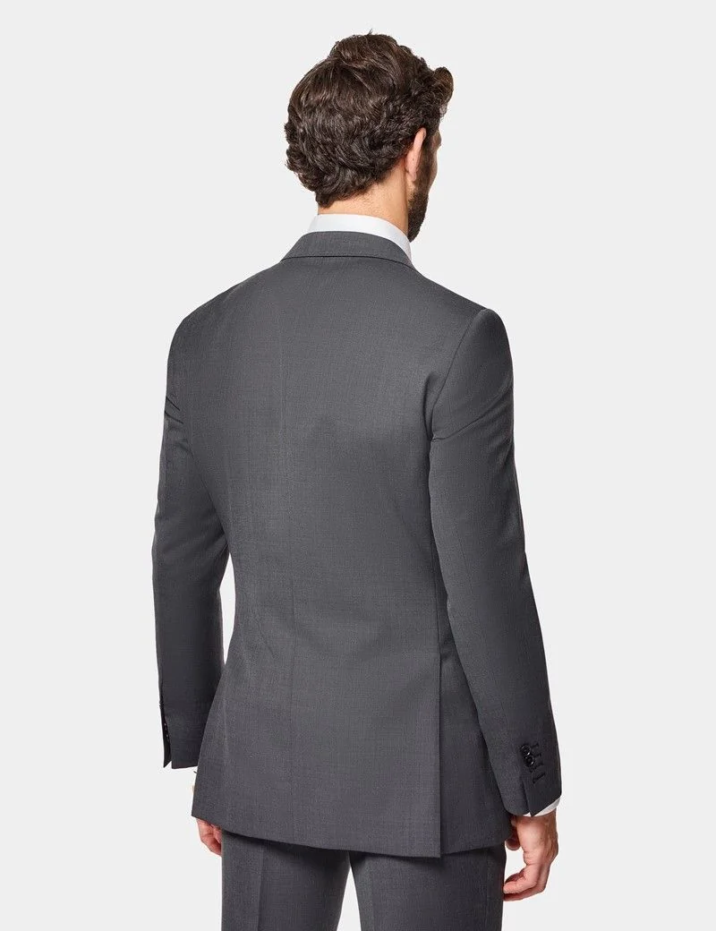 Slim Fit Charcoal Birdseye Suit Jacket thumbnail 3