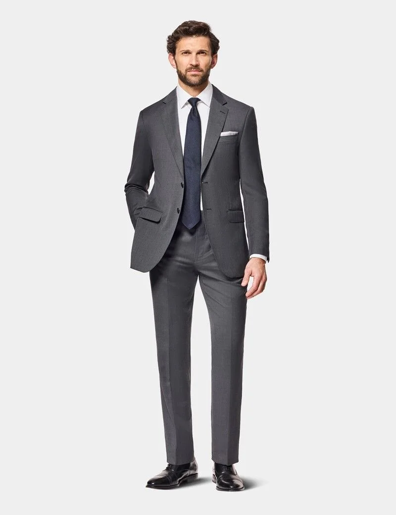 Slim Fit Charcoal Birdseye Suit Jacket thumbnail 6