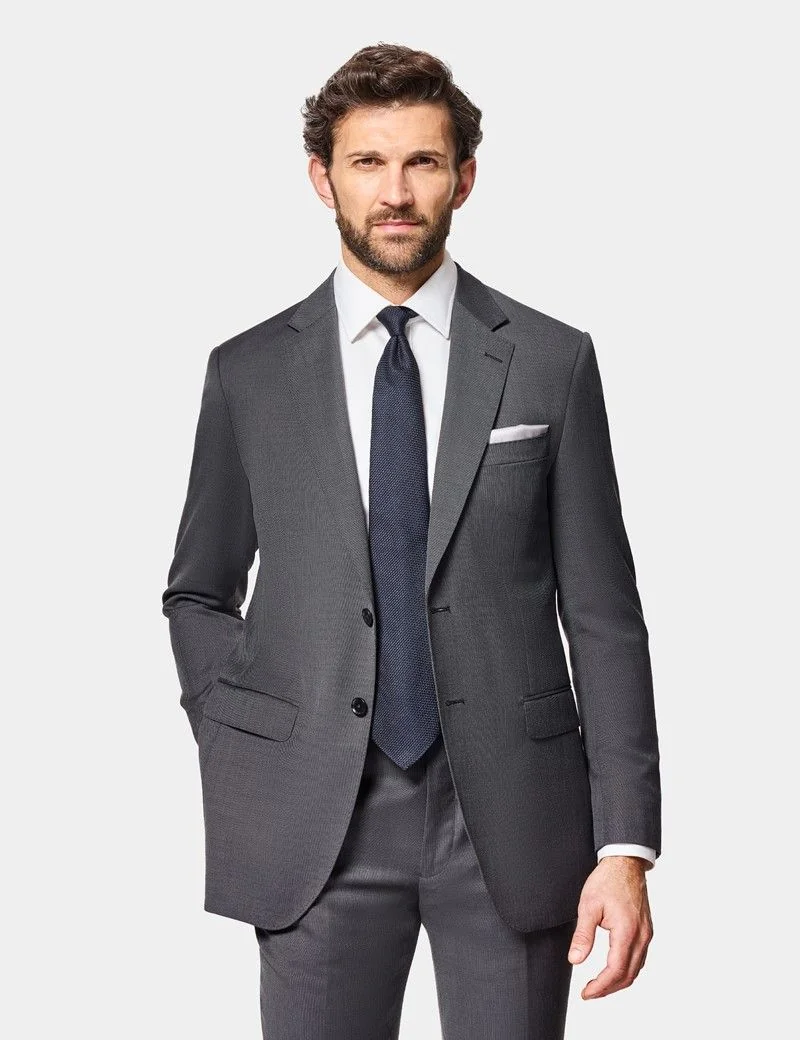 Slim Fit Charcoal Birdseye Suit Jacket thumbnail 7