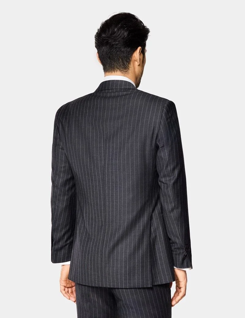 Slim Fit Charcoal Chalk Stripe Suit Jacket thumbnail 3
