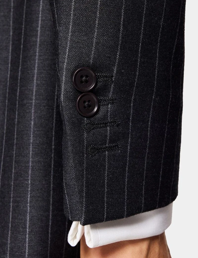 Slim Fit Charcoal Chalk Stripe Suit Jacket thumbnail 5