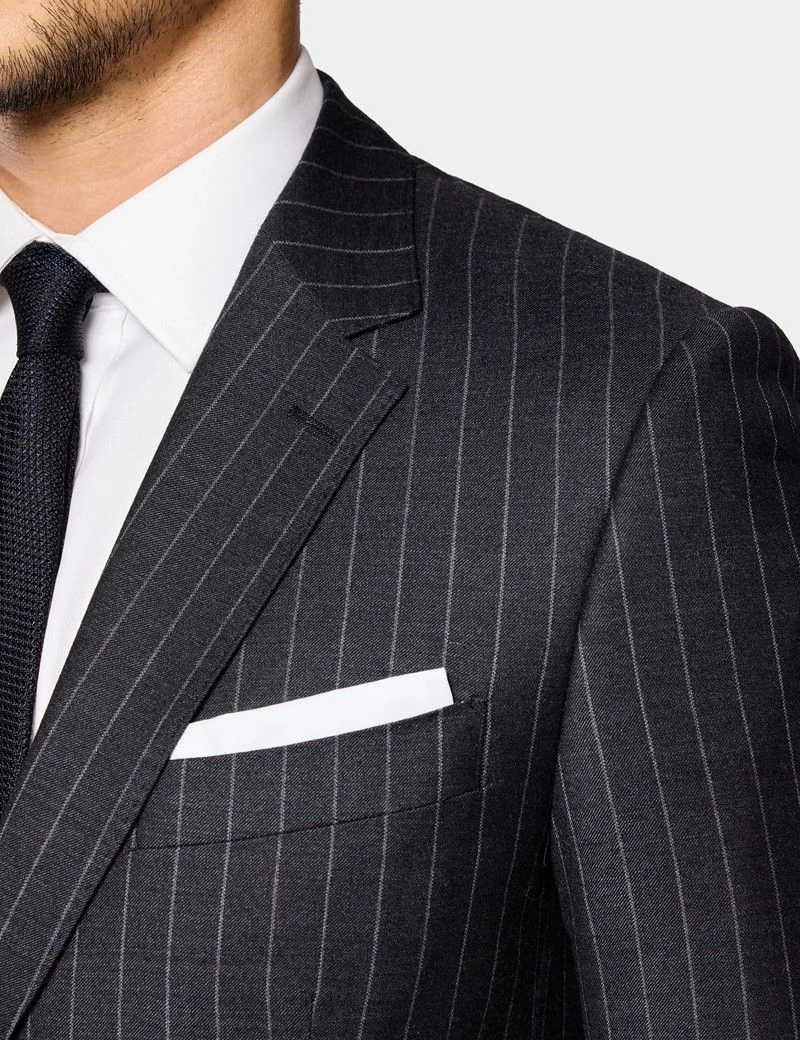 Slim Fit Charcoal Chalk Stripe Suit Jacket thumbnail 9