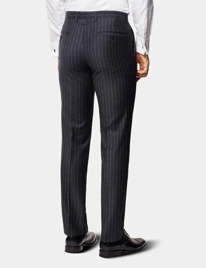 Slim Fit Charcoal Chalk Stripe Suit Trousers thumbnail 4