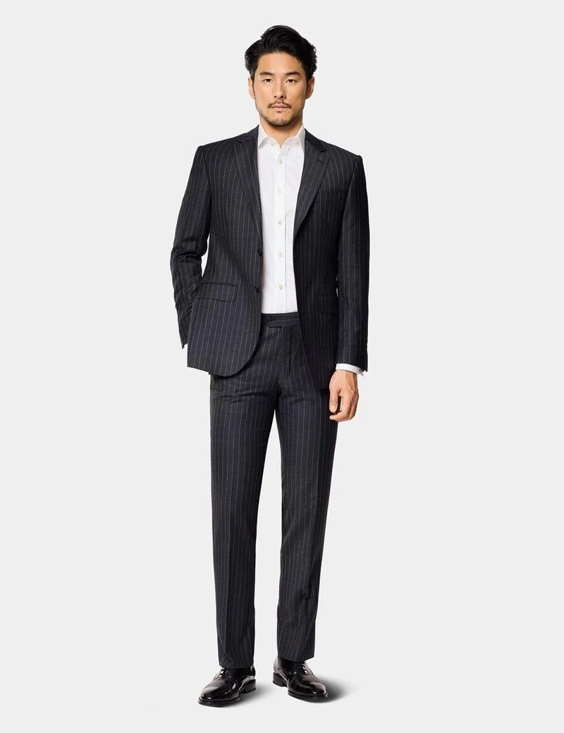 Slim Fit Charcoal Chalk Stripe Suit Trousers thumbnail 5