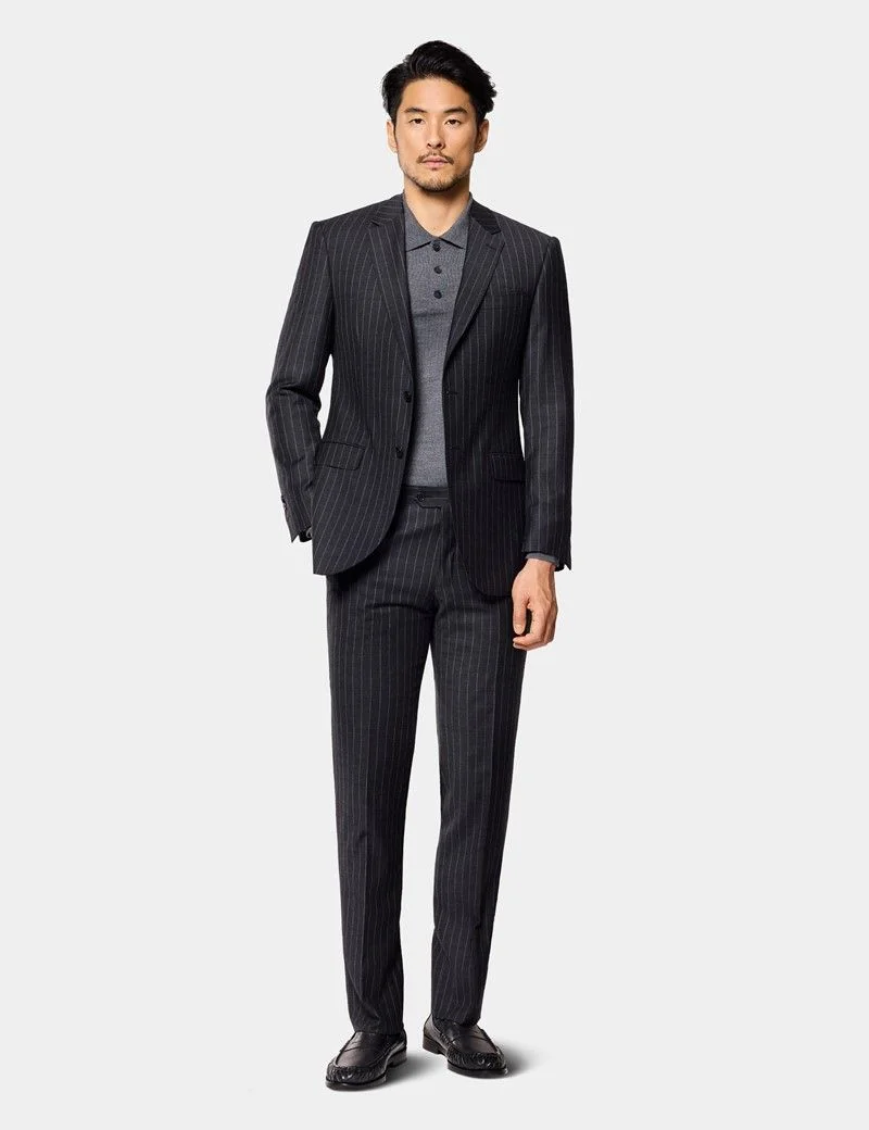 Slim Fit Charcoal Chalk Stripe Suit thumbnail 6