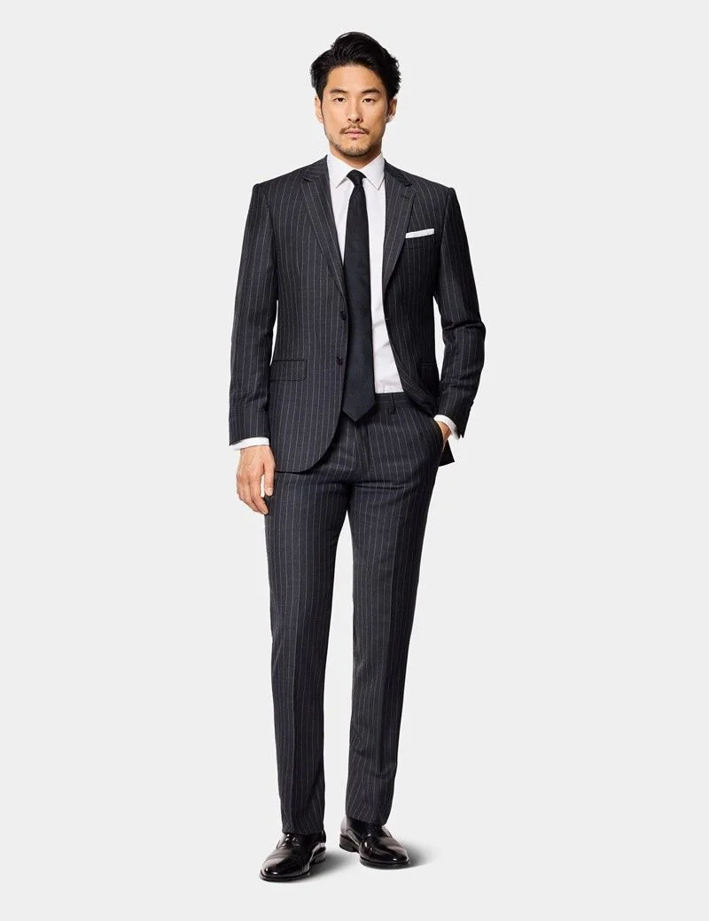 Slim Fit Charcoal Chalk Stripe Suit thumbnail 8