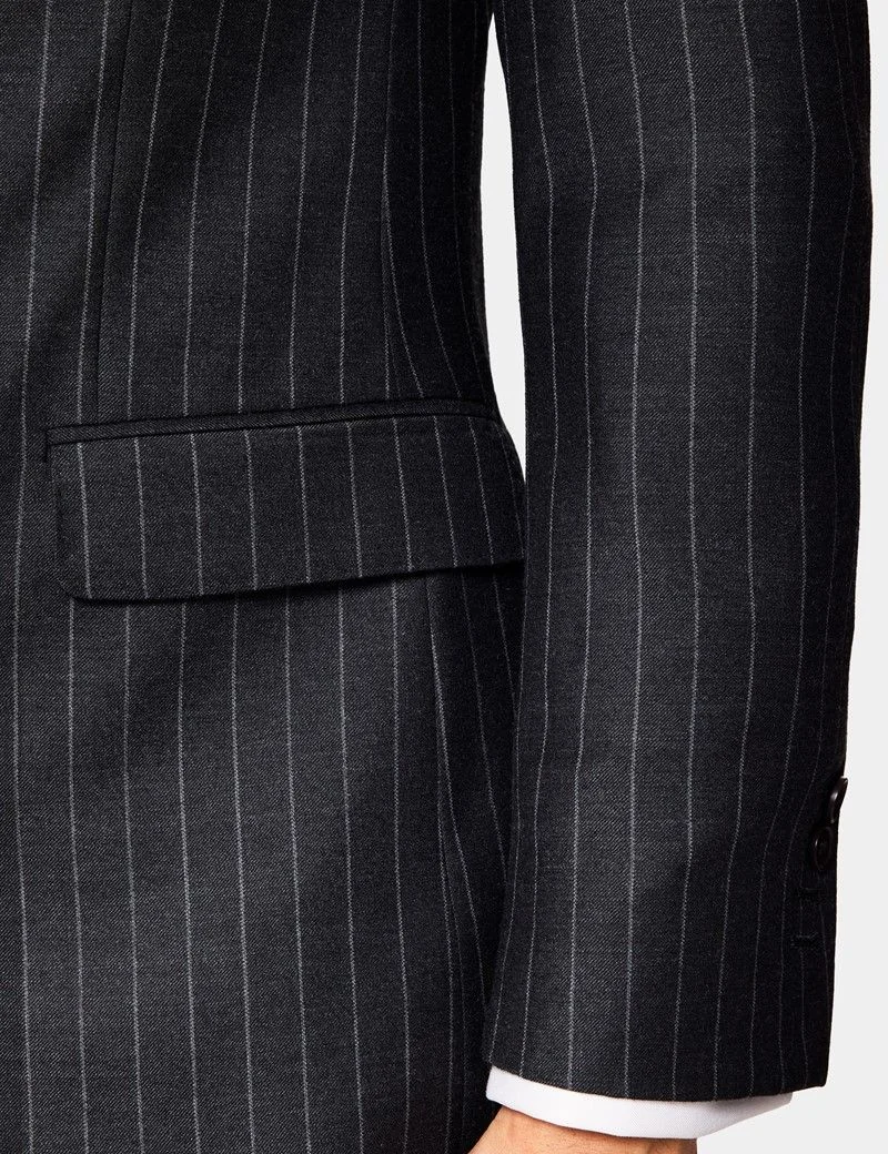 Slim Fit Charcoal Chalk Stripe Suit thumbnail 10